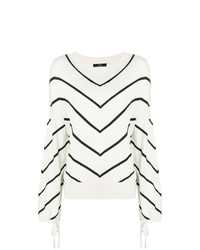 weißer und schwarzer Pullover mit einem Rundhalsausschnitt mit Chevron-Muster von Steffen Schraut