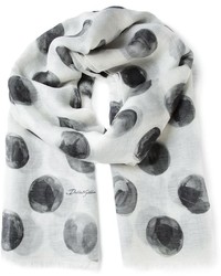 weißer und schwarzer gepunkteter Schal von Dolce & Gabbana