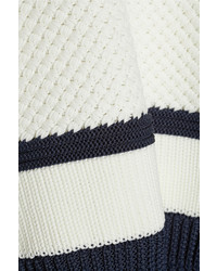 weißer und schwarzer horizontal gestreifter kurzer Pullover von Tibi