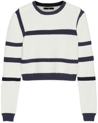 weißer und schwarzer horizontal gestreifter kurzer Pullover von Tibi