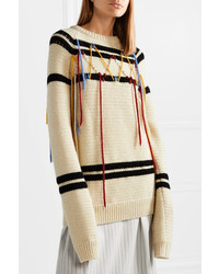 weißer und schwarzer horizontal gestreifter Oversize Pullover von Calvin Klein 205W39nyc