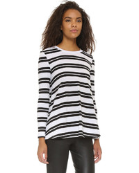 weißer und schwarzer horizontal gestreifter Oversize Pullover von The Fifth Label