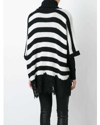 weißer und schwarzer horizontal gestreifter Oversize Pullover von Ermanno Scervino