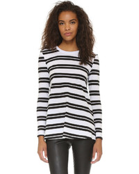 weißer und schwarzer horizontal gestreifter Oversize Pullover von The Fifth Label