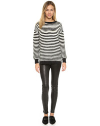 weißer und schwarzer horizontal gestreifter Oversize Pullover von Rebecca Minkoff