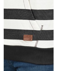 weißer und schwarzer horizontal gestreifter Pullover mit einem Kapuze von BLEND