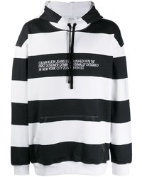 weißer und schwarzer horizontal gestreifter Pullover mit einem Kapuze von Calvin Klein Jeans Est. 1978