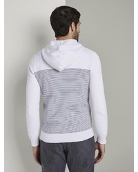 weißer und schwarzer horizontal gestreifter Pullover mit einem Kapuze von Tom Tailor