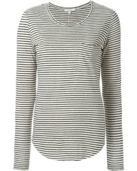 weißer und schwarzer horizontal gestreifter Pullover mit einem Rundhalsausschnitt von Dagmar