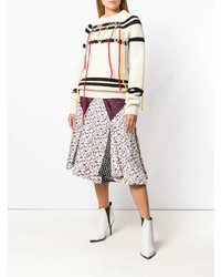 weißer und schwarzer horizontal gestreifter Pullover mit einem Rundhalsausschnitt von Calvin Klein 205W39nyc