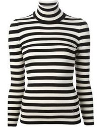 weißer und schwarzer horizontal gestreifter Pullover mit einem Rundhalsausschnitt von Gucci