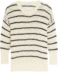 weißer und schwarzer horizontal gestreifter Pullover mit einem Rundhalsausschnitt von IRO
