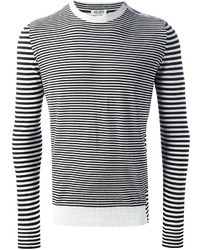 weißer und schwarzer horizontal gestreifter Pullover mit einem Rundhalsausschnitt von Kenzo