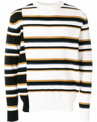 weißer und schwarzer horizontal gestreifter Pullover mit einem Rundhalsausschnitt von MAISON KITSUNÉ