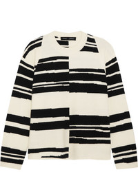 weißer und schwarzer horizontal gestreifter Pullover mit einem Rundhalsausschnitt von Proenza Schouler