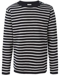 weißer und schwarzer horizontal gestreifter Pullover mit einem Rundhalsausschnitt von S.N.S. Herning