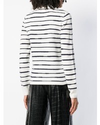 weißer und schwarzer horizontal gestreifter Pullover mit einem Rundhalsausschnitt von Rag & Bone