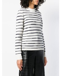 weißer und schwarzer horizontal gestreifter Pullover mit einem Rundhalsausschnitt von Rag & Bone