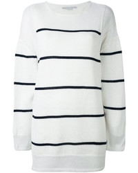 weißer und schwarzer horizontal gestreifter Pullover mit einem Rundhalsausschnitt von Stella McCartney
