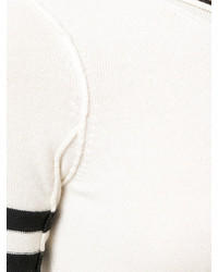 weißer und schwarzer horizontal gestreifter Pullover mit einem Rundhalsausschnitt von Sonia Rykiel