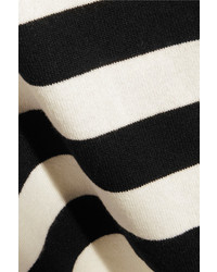 weißer und schwarzer horizontal gestreifter Pullover mit einem Rundhalsausschnitt von Jil Sander