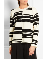 weißer und schwarzer horizontal gestreifter Pullover mit einem Rundhalsausschnitt von Proenza Schouler