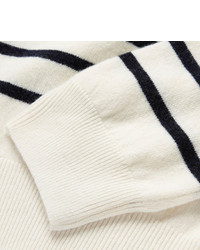weißer und schwarzer horizontal gestreifter Pullover mit einem Rundhalsausschnitt von A.P.C.
