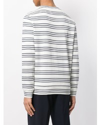 weißer und schwarzer horizontal gestreifter Pullover mit einem Rundhalsausschnitt von A.P.C.