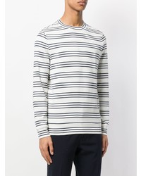 weißer und schwarzer horizontal gestreifter Pullover mit einem Rundhalsausschnitt von A.P.C.