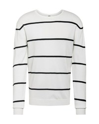 weißer und schwarzer horizontal gestreifter Pullover mit einem Rundhalsausschnitt von Urban Classics