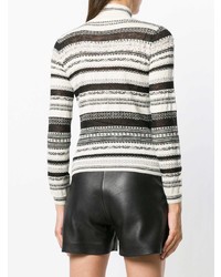 weißer und schwarzer horizontal gestreifter Rollkragenpullover von Ermanno Scervino