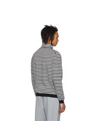 weißer und schwarzer horizontal gestreifter Rollkragenpullover von Moncler