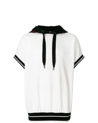 weißer und schwarzer Kurzarmpullover mit einem Kapuze von Dolce & Gabbana