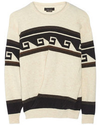weißer und schwarzer Oversize Pullover mit geometrischem Muster von Isabel Marant