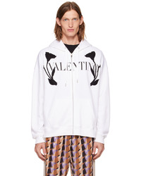 weißer und schwarzer Pullover mit einem Kapuze mit Blumenmuster von Valentino