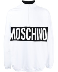 weißer und schwarzer Pullover mit einem Reißverschluss am Kragen von Moschino