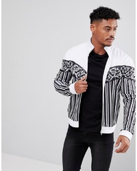 weißer und schwarzer Pullover mit einem Reißverschluß von Jaded London