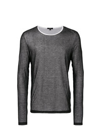weißer und schwarzer Pullover mit einem Rundhalsausschnitt aus Netzstoff von Unconditional
