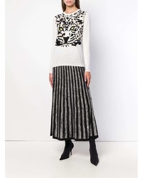 weißer und schwarzer Pullover mit einem Rundhalsausschnitt mit Leopardenmuster von Sonia Rykiel