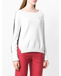 weißer und schwarzer Pullover mit einem Rundhalsausschnitt von Zanone