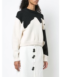 weißer und schwarzer Pullover mit einem Rundhalsausschnitt von Tibi