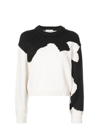weißer und schwarzer Pullover mit einem Rundhalsausschnitt von Tibi