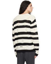 weißer und schwarzer Pullover mit einem Rundhalsausschnitt von RtA