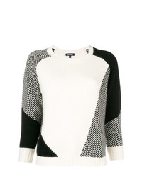weißer und schwarzer Pullover mit einem Rundhalsausschnitt von Woolrich
