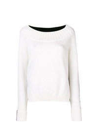 weißer und schwarzer Pullover mit einem Rundhalsausschnitt von Zanone