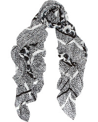weißer und schwarzer Schal mit Blumenmuster von Marc by Marc Jacobs