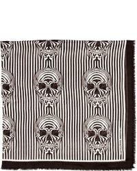 weißer und schwarzer vertikal gestreifter Schal von Alexander McQueen