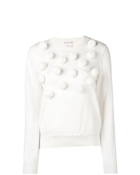 weißer verzierter Pullover mit einem Rundhalsausschnitt von Comme Des Garçons Girl