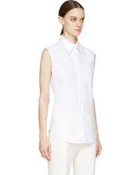 weißes ärmelloses Hemd von Thom Browne
