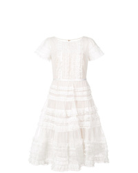 weißes ausgestelltes Kleid aus Spitze von Marchesa Notte